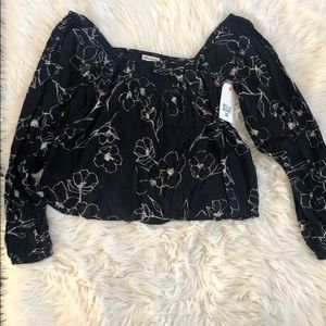 Billabong navy floral off the shoulder top